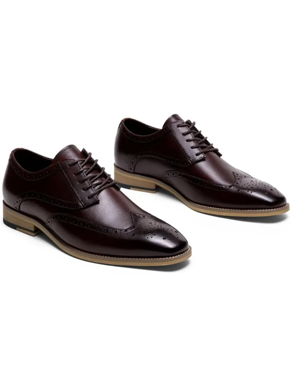 Men's Dark Brown Lace LaTeX Insoles Classic Oxford Business Formal Dress Shoes